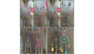 stone beads dream catcher pendant necklaces handmade free shipping 50 pieces